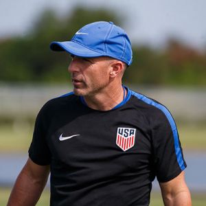 Closeup of Shaun Tsakiris at a Youth National Team event wearing a USA training shirt.