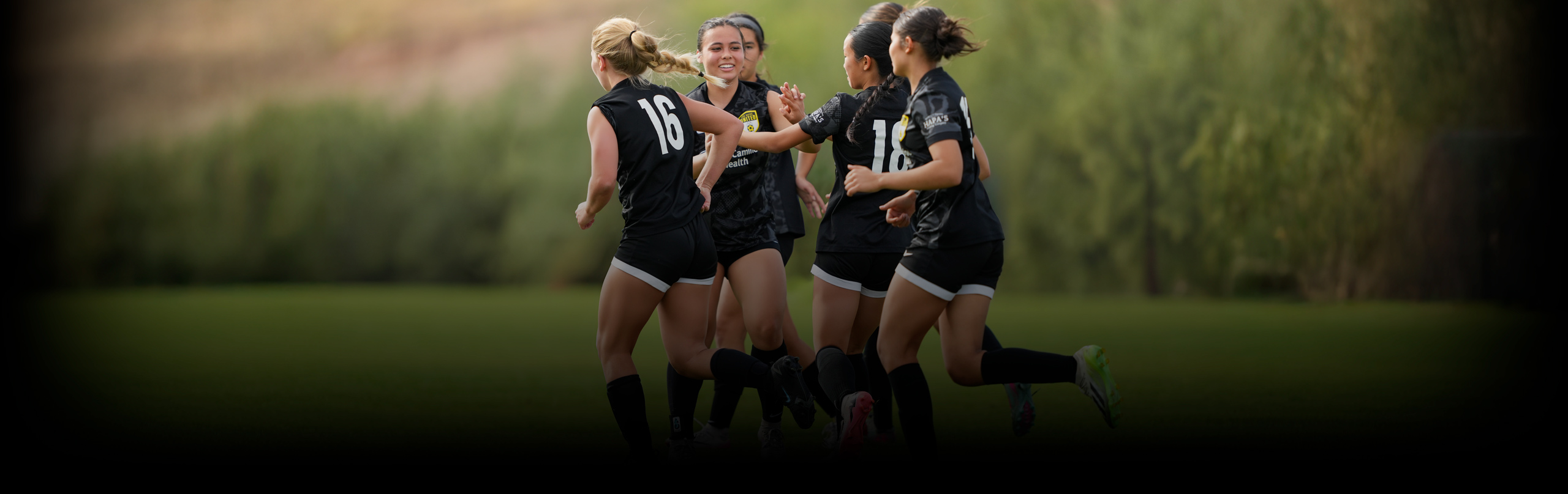 Los Gatos United U127 Girls celebrate a goal at the ECNL College Showcase in Phoenix in November, 2025.