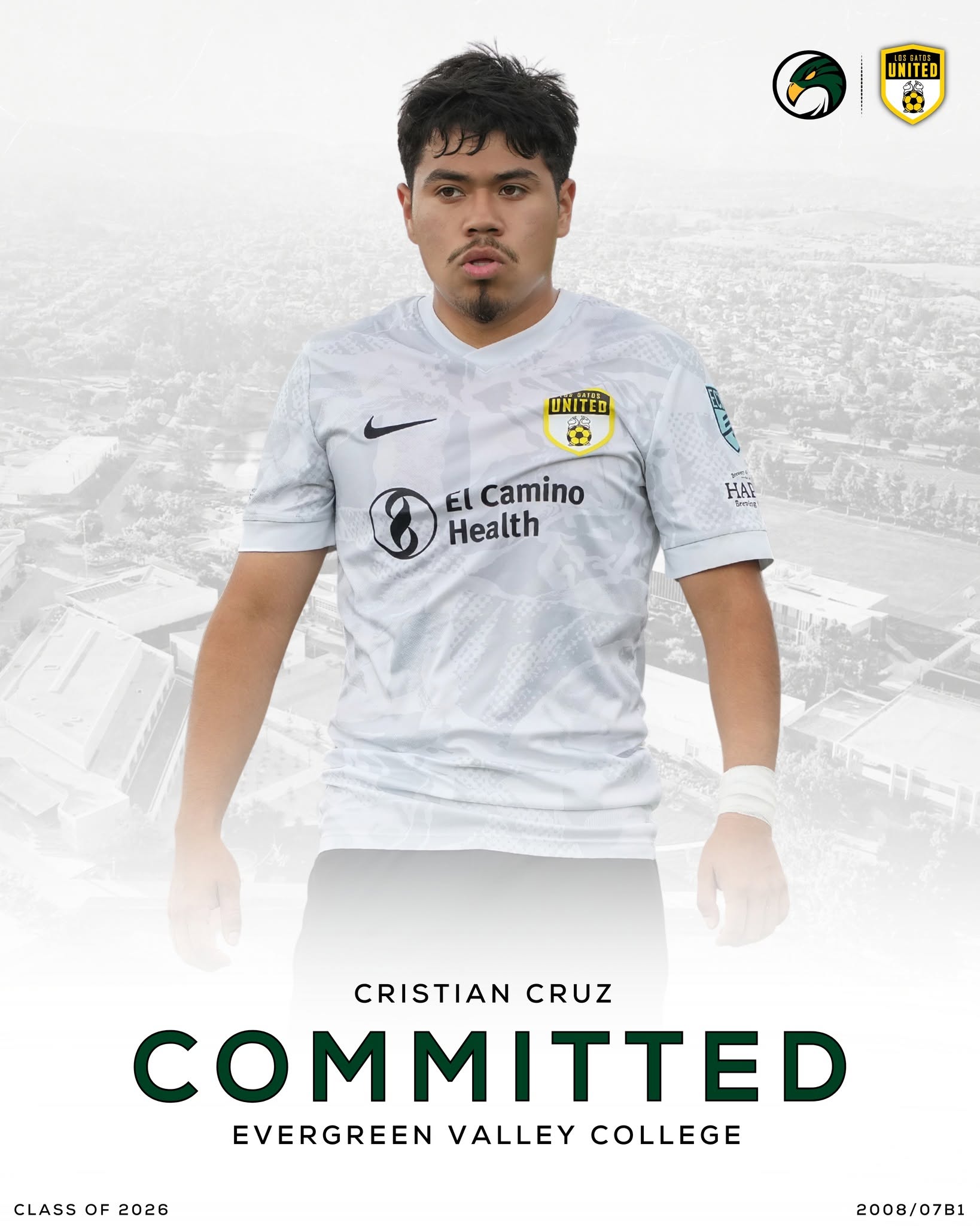 Cristian Cruz college commitment announcement: Evergreen Valley College, Class of 2026