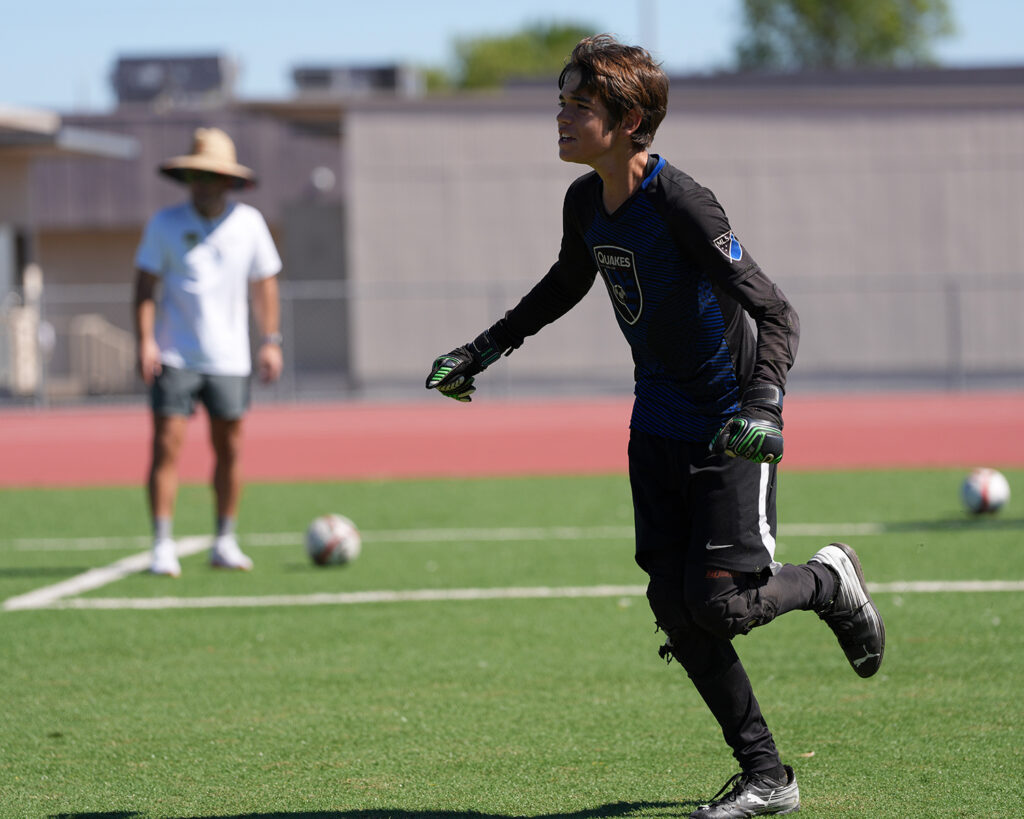 A goalkeeper wearing gloves during LGU Summer Goalkeeper Academy in 2026.